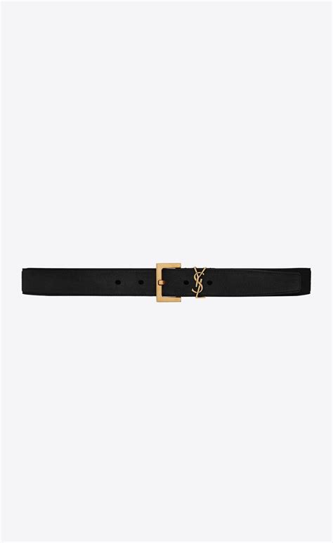 ysl monogramme belt with square buckle|SAINT LAURENT Monogramme suede belt .